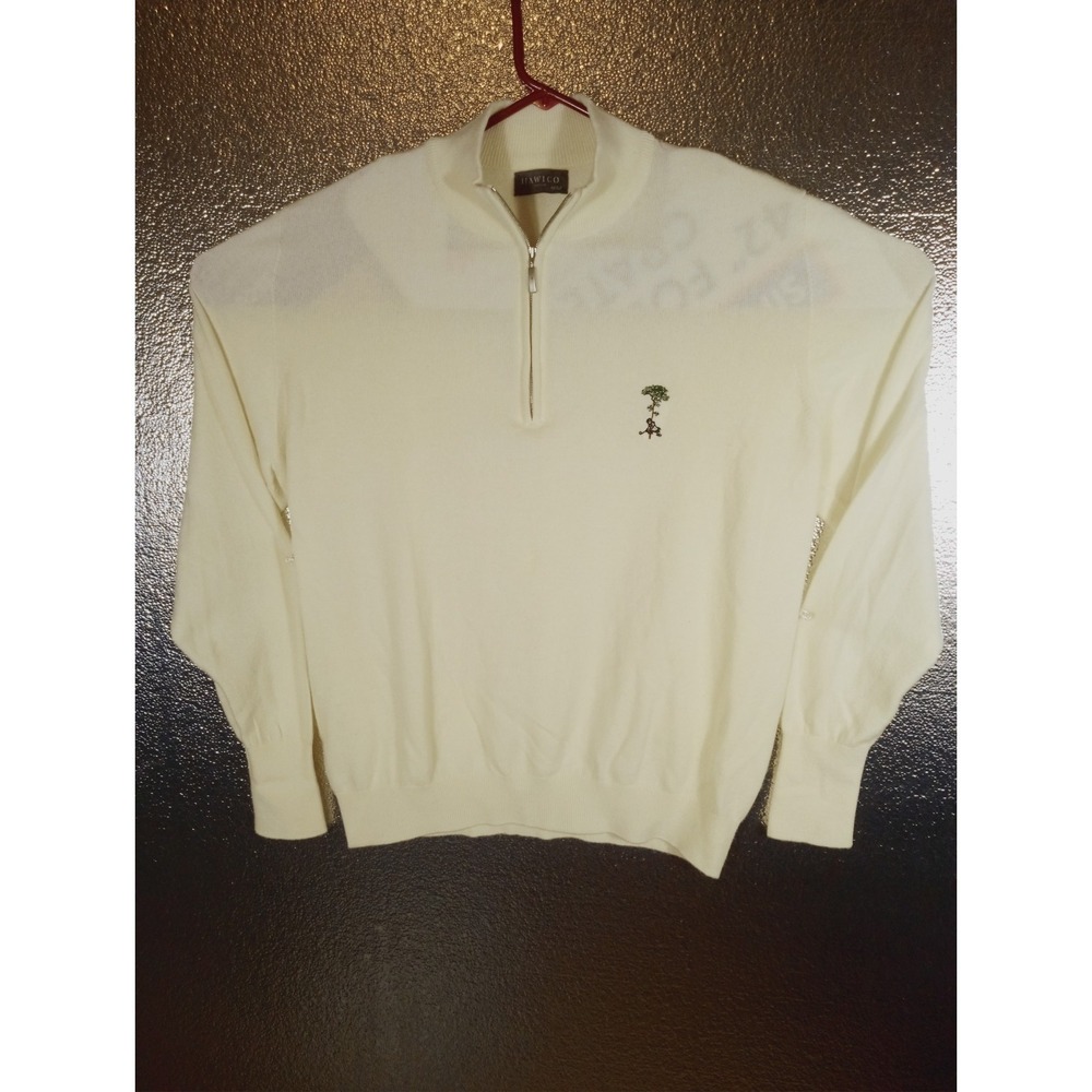 Hawico Golf 100% Cashmere Beige Made In Scotland Quarter Zip Sweater Large